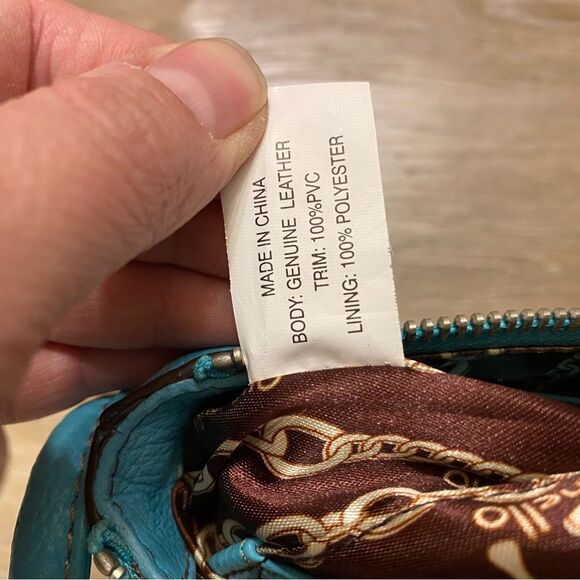 TIGNANELLO BLUE genuine LEATHER CROSSBODY BAG purse EUC 7.5x9.5 - Picture 12 of 12